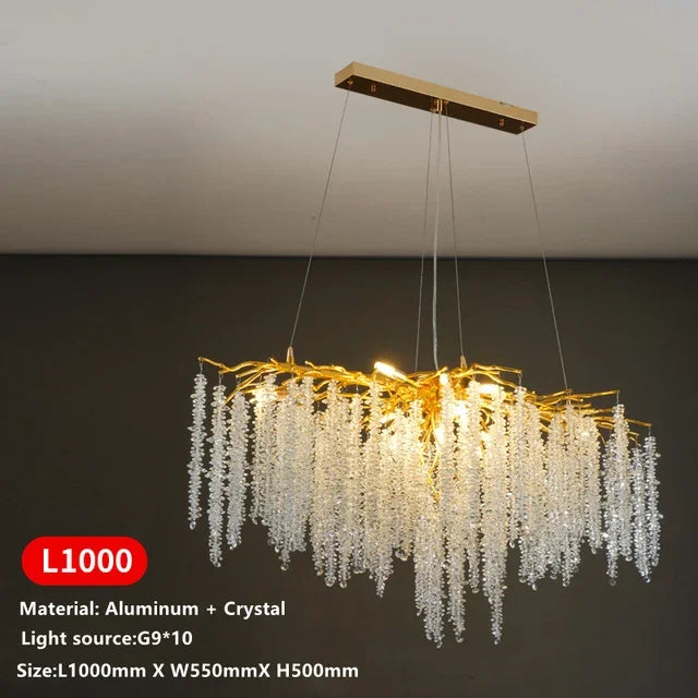 DecorBites™ Crystal Tassel Chandelier: Luxury LED Pendant Lights for Living Room, Hall & Restaurant