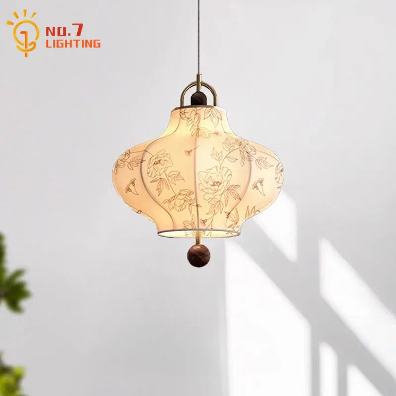 "DecorBites™ Wabi-sabi Retro Pendant Lights LED E27 Fabric Art Hanging Lamp for Home Decor"