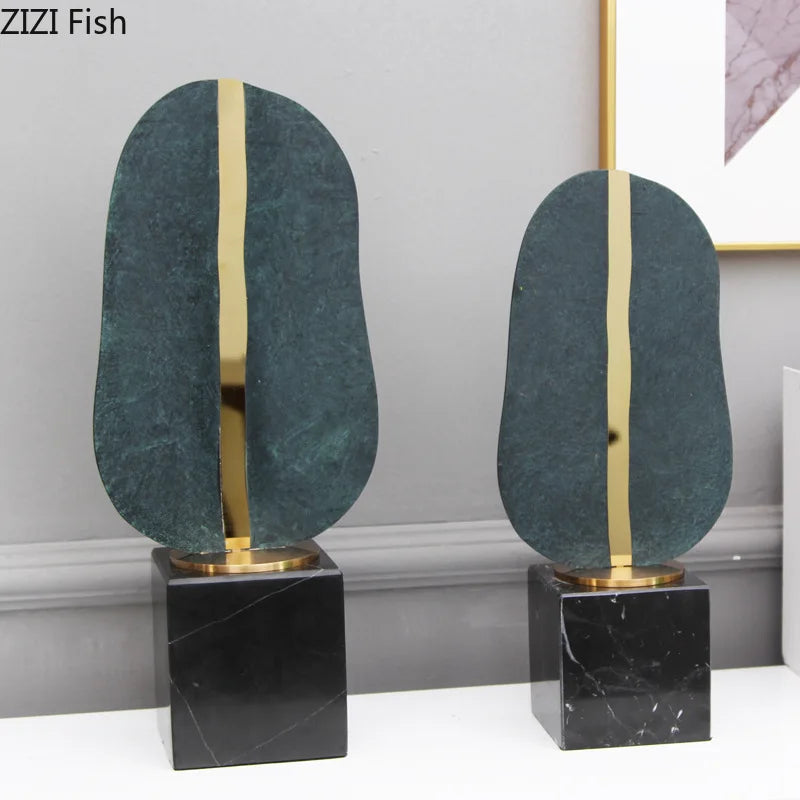 DecorBites™ Geometric Alloy Crafts Marble Base Statue Modern Home Decor
