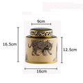 DecorBites™ Leopard Pattern Tank Ceramic Storage Jar with Lid for Jewelry and Cosmetics