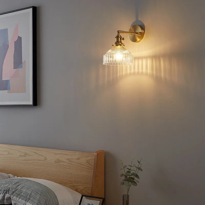 DecorBites™ Glass Pull Chain LED Wall Lamp Copper Socket Study Living Room Stair Light