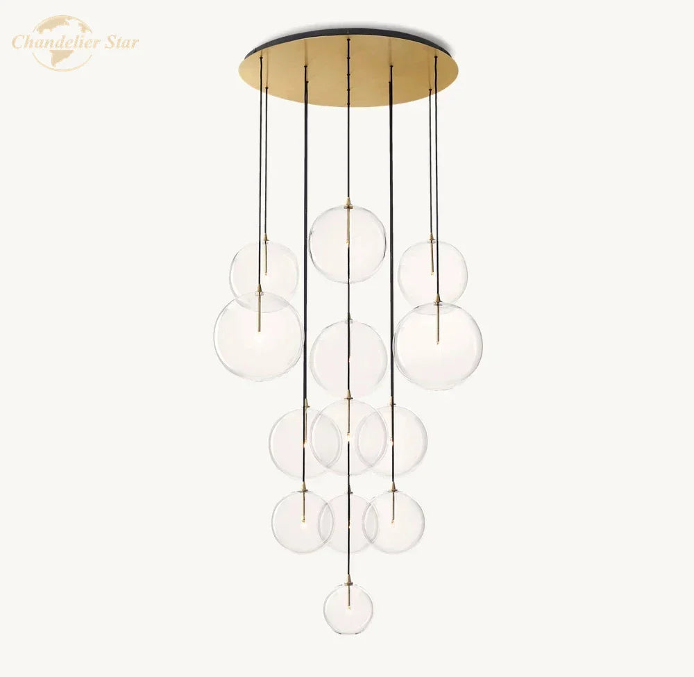 DecorBites™ Clear Glass Globe Cluster Chandeliers Pendant Lights for Living Room and Staircase