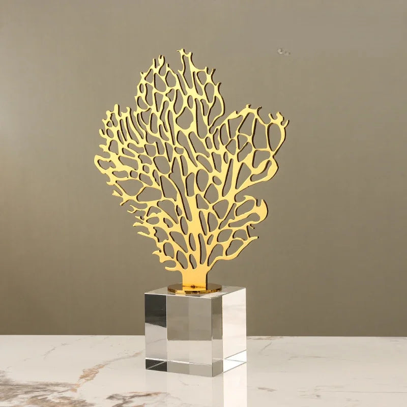 DecorBites™ Golden Hollow Tree Glass Ornament - Decorative Metal Figurine