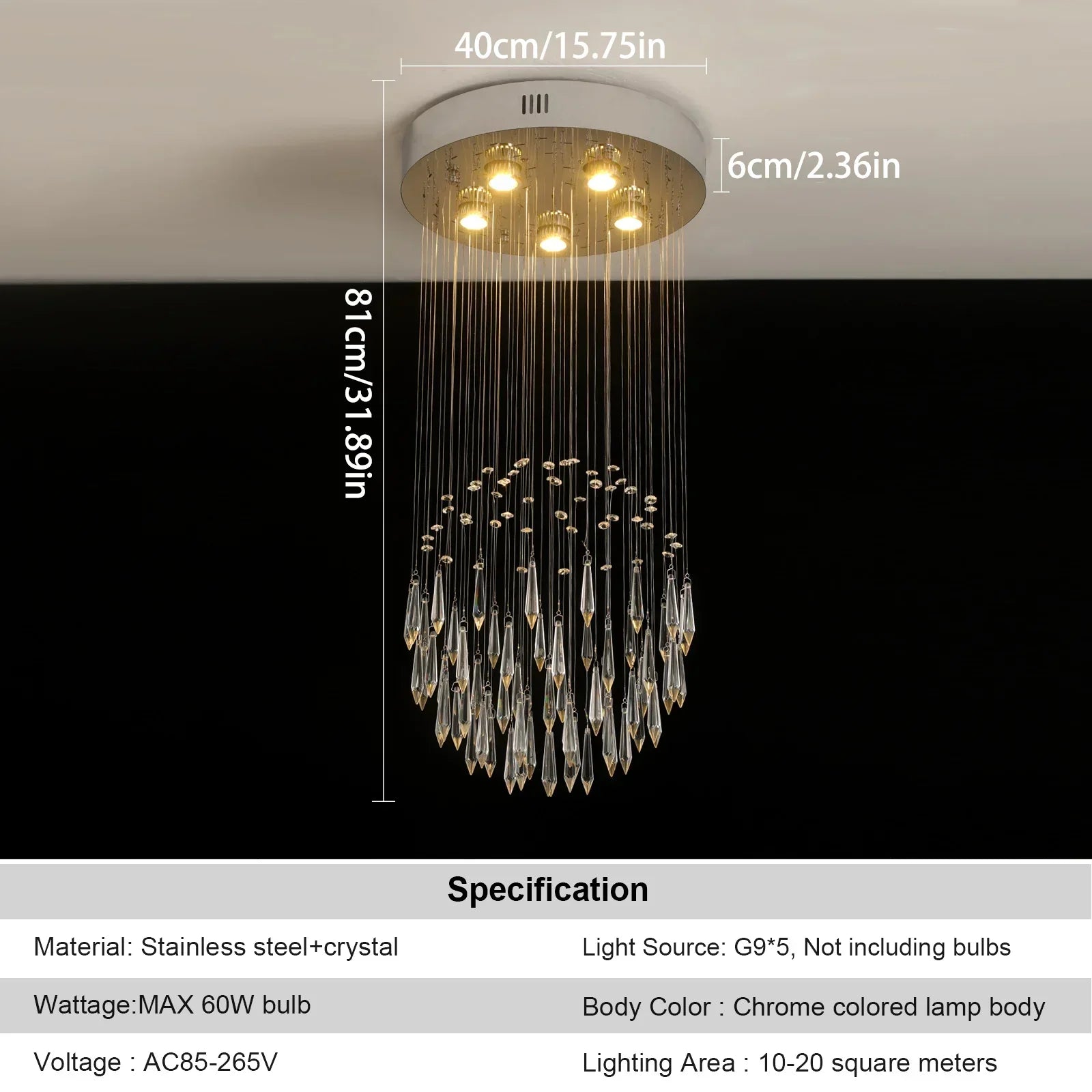 DecorBites™ Crystal Ring Pendant Chandelier: Modern Ceiling Light for Living & Dining Room