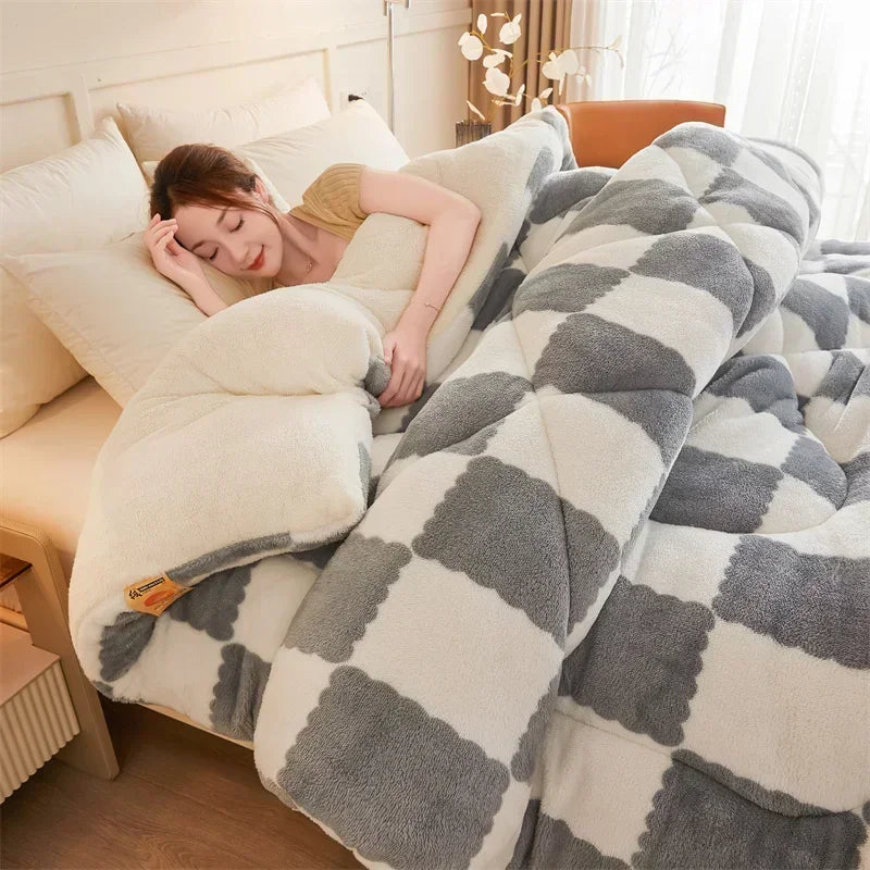 DecorBites™ Cozy Checkerboard Cashmere Weighted Blanket for Ultimate Winter Warmth