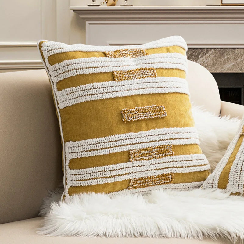 DecorBites™ Geometric Embroidery Circle Stripe Cushion Cover | Home Sofa Decor Pillowcase