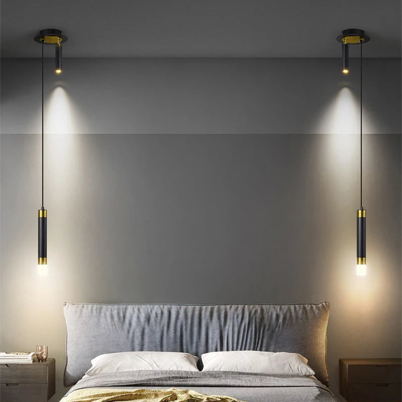 Modern Aluminum LED Pendant Light With Dual Spotlights