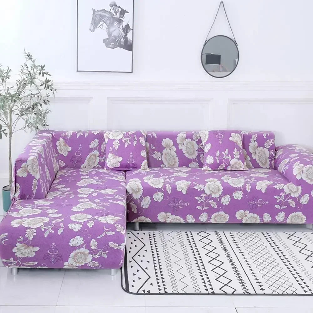 DecorBites™ Geometric Stretch Sofa Cover Slipcover | Couch Protector | L Shape Sofa Cover