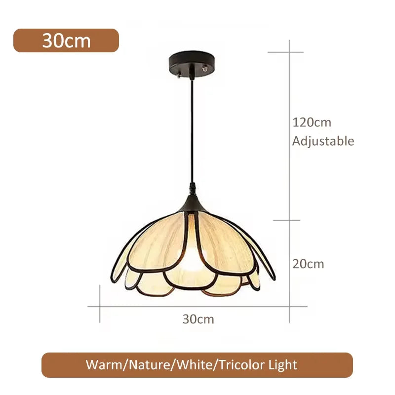 Petal Rattan Woven Pendant Light, 3-Color LED