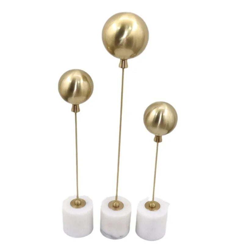 DecorBites™ Golden Geometric Balloon Metal Ball Sculpture & Decorative Figurine