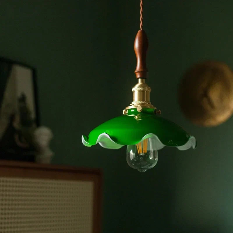 مصباح معلق DecorBites™ LED زجاجي أخضر لديكور غرفتي المعيشة والطعام
