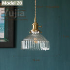 Vintage Green Glass Pendant Light With Brass Details