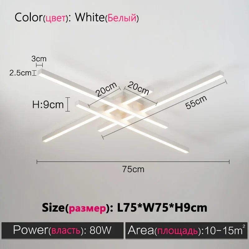 DecorBites™ Black Chandelier LED Ceiling Lamp: Nordic Minimalist Square Living Room & Bedroom Lights