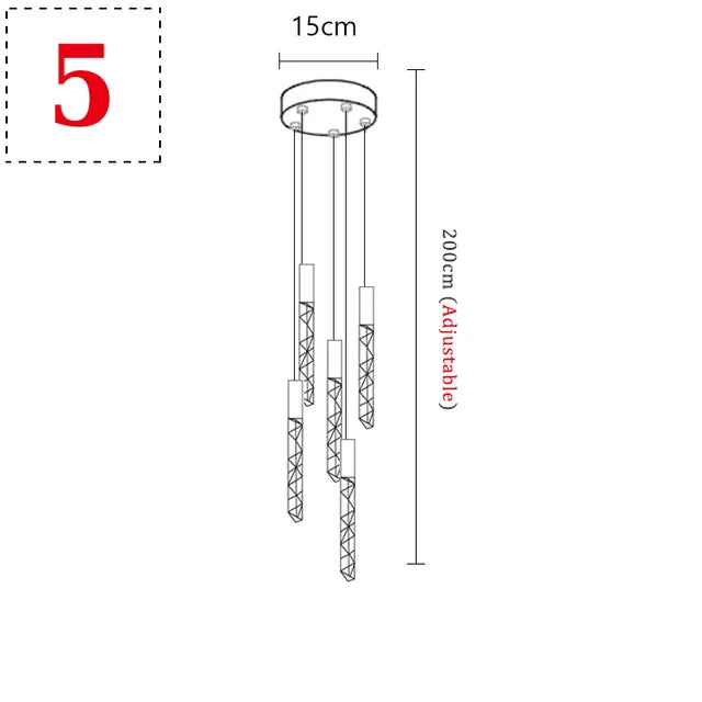 New Staircase Chandelier LED Modern Duplex Loft Spiral Long Chandelier Creative Villa Living Room Bedroom Hanging Crystal Light