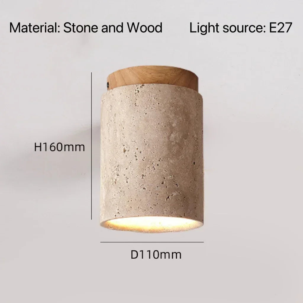 Modern Travertine Stone Pendant Light in White