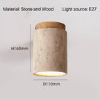 Modern Travertine Stone Pendant Light in White