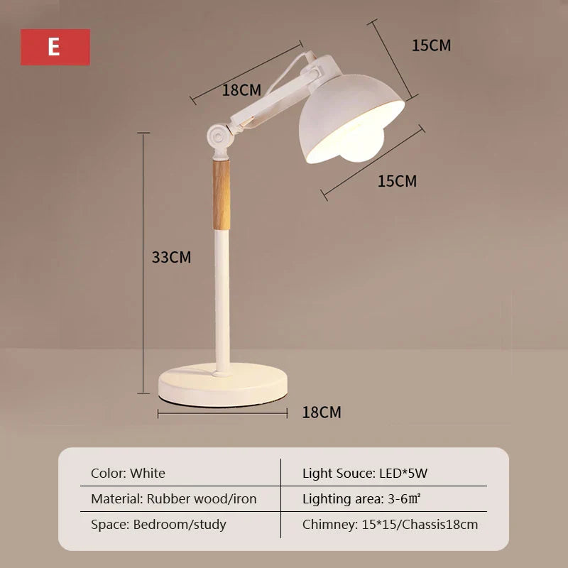 DecorBites™ Adjustable Wood Desk Lamp for Children's Study, Office, Bedroom - LED Reading Light