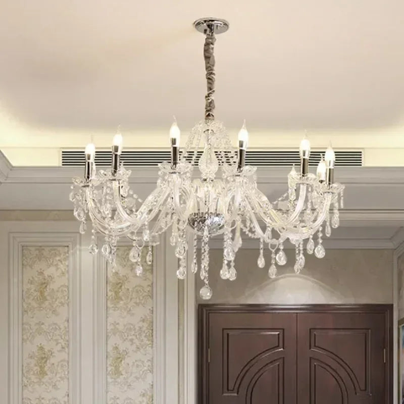 DecorBites™ Crystal Candelabra Pendant Chandelier, Elegant Lighting Fixture for Bedroom, Dining & Living Room