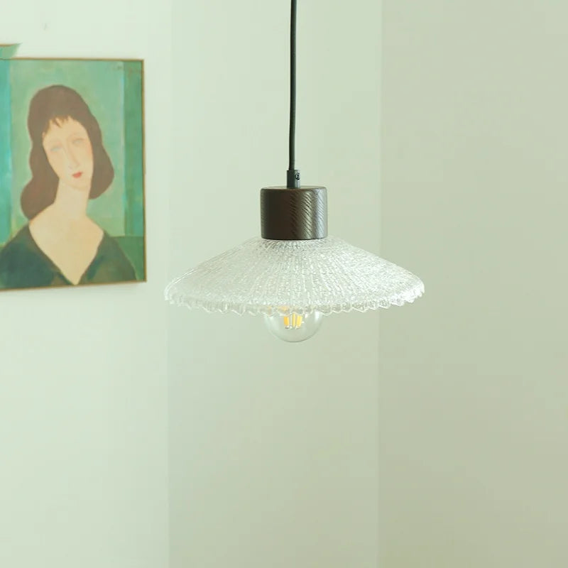 DecorBites™ مصباح معلق LED خشبي على الطراز الياباني، مصباح تعليق زجاجي شفاف قابل للتعديل