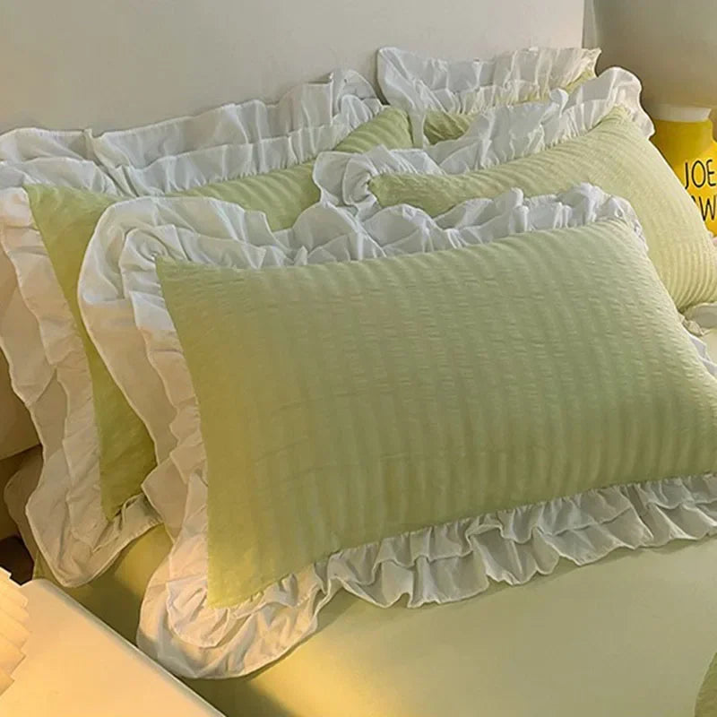 DecorBites™ Double-Layer Lace Bubble Cotton Bedding Set - Soft Skin-Friendly Bed Linens