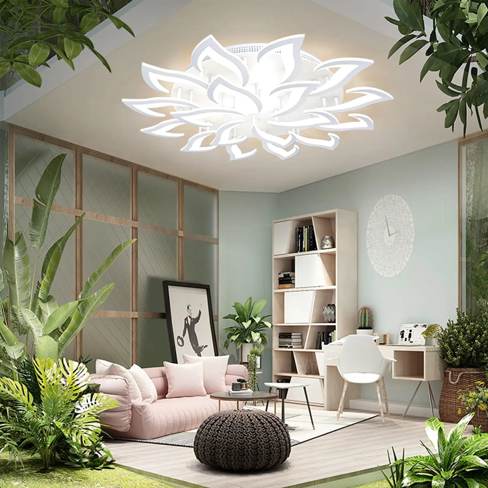 DecorBites™ LED Ceiling Light Chandelier Remote Control Dimmable Art Decor for Living Room Home Bedroom