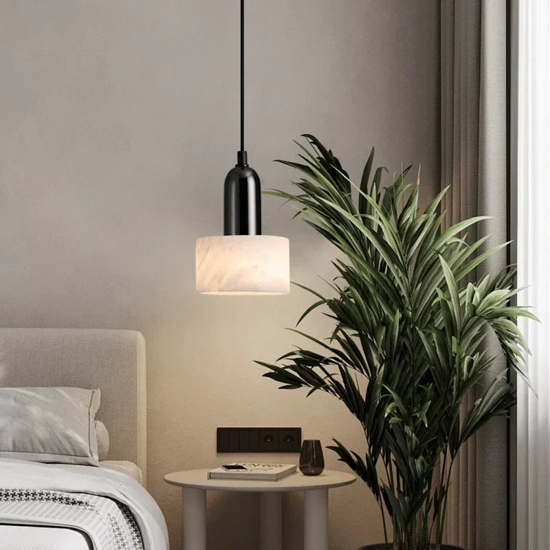 DecorBites™ Iron Marble LED Pendant Light Fixture Modern Hanging Lamp Interior Decor