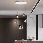 Smoke Gray Glass Multi-Light Staircase Pendant Light