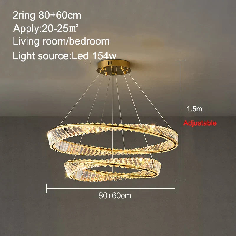 DecorBites™ Crystal Ring Ceiling Lamp - Modern Luxury LED Chandelier for Master Bedroom & Living Room