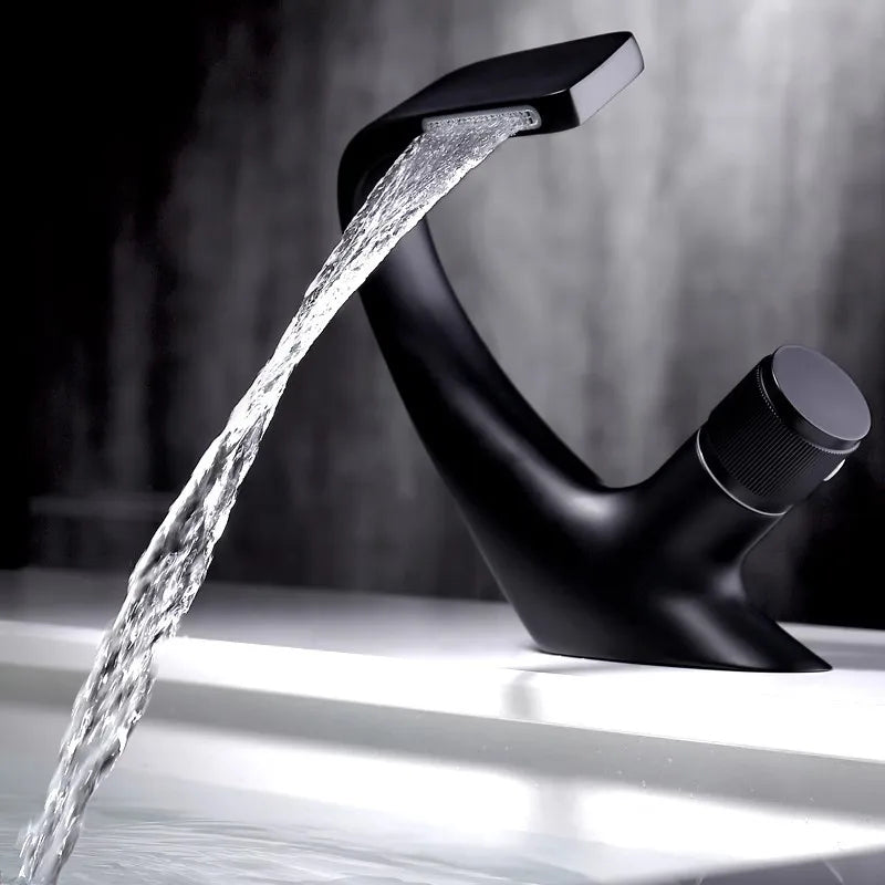 DecorBites™ Gray Basin Faucet | Brass Chrome Mixer Tap | Single Handle Sink Faucet