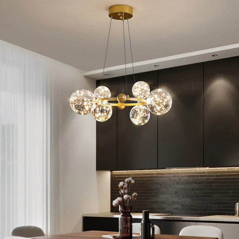 DecorBites™ Glass Ball LED Ceiling Chandelier for Home Dining Living Bedroom