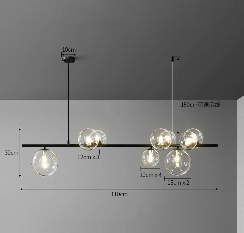 DecorBites™ Clear Glass LED Chandelier: Modern Nordic Hall Parlor Lighting Fixture