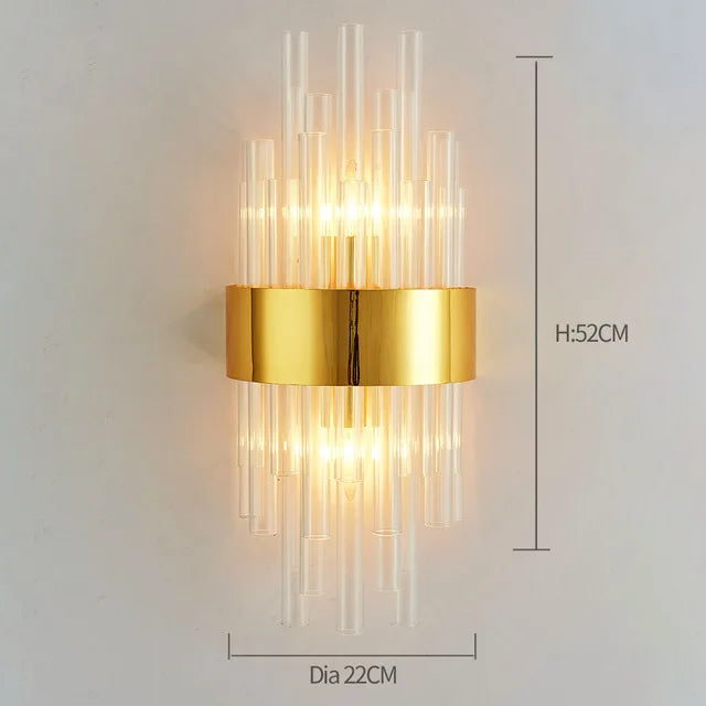 DecorBites™ Crystal Wall Lamp: Elegant Golden LED Sconce for Bedroom, Living Room & Bathroom