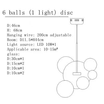 DecorBites™ Art Deco Glass Bubble Chandelier: Customized for Living Room, Dining Room, Bar
