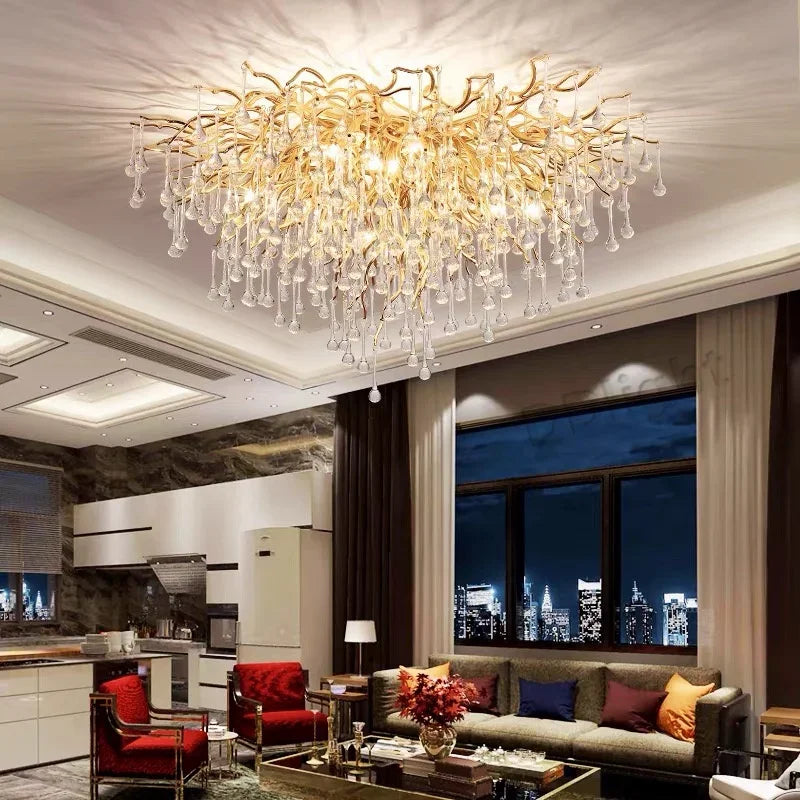 DecorBites™ Crystal Dendritic Chandelier: Modern Luxe for Living Room, Dining Room, Bedroom, Hotel Lobby