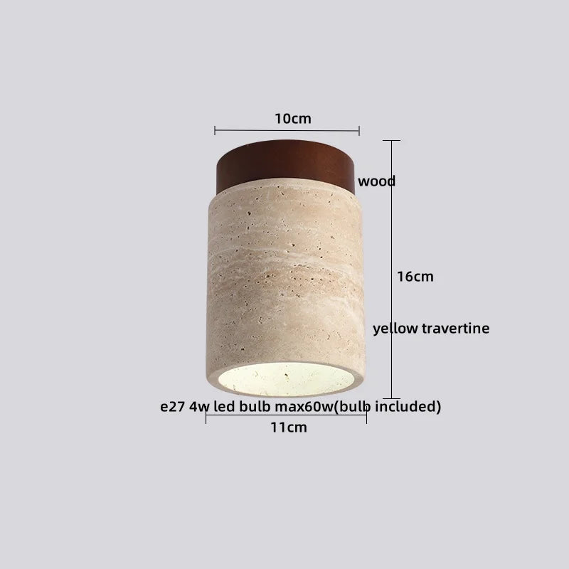 DecorBites™ LED Ceiling Lamp Natural Yellow Travertine Walnut Wood Ceiling Lights