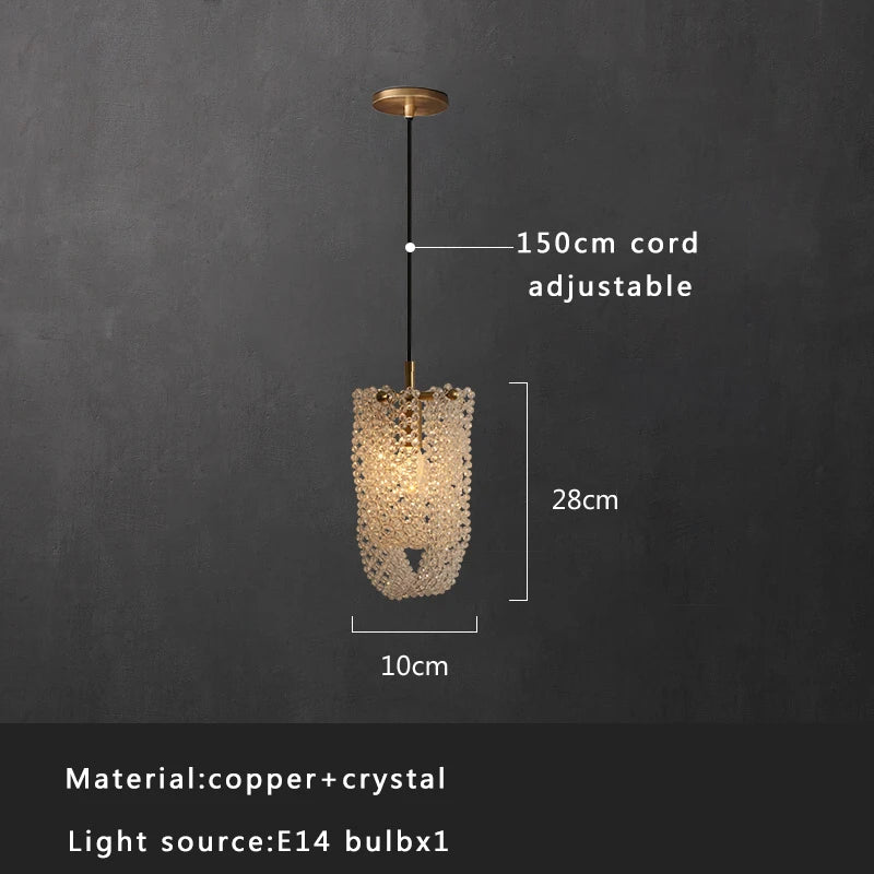 DecorBites™ Crystal Copper Pendant Lights Gold Home Decor Glass Hanging Lamp