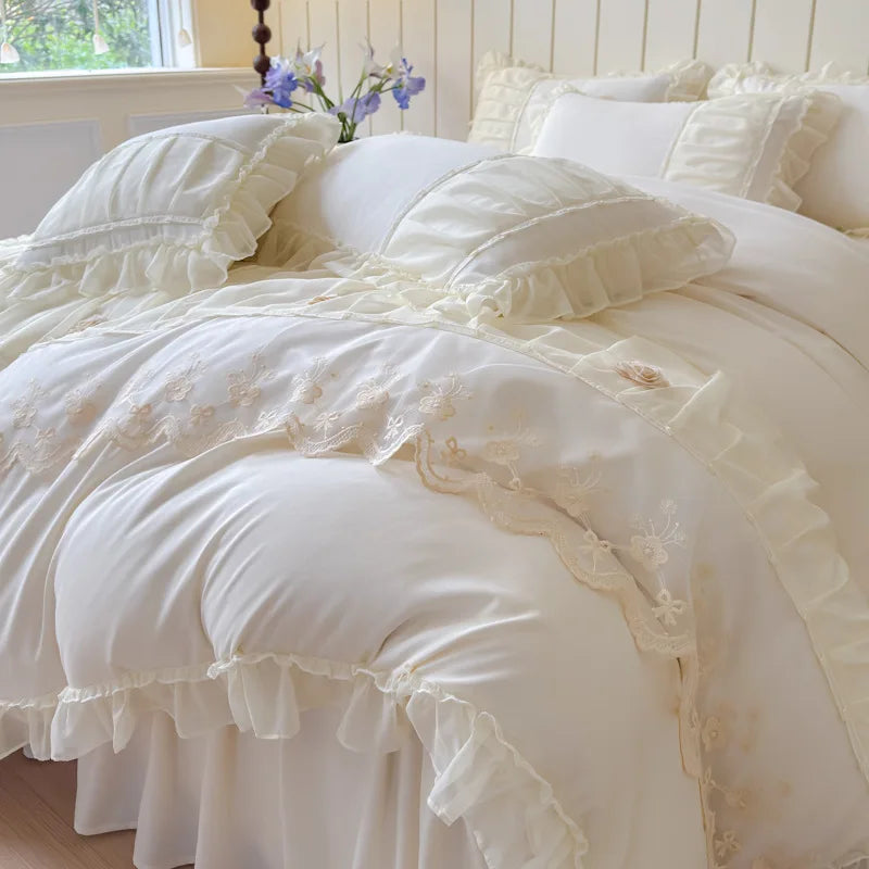 طقم مفروشات أميرة الدانتيل من DecorBites™ لسرير فردي أو مزدوج لجميع الفصول