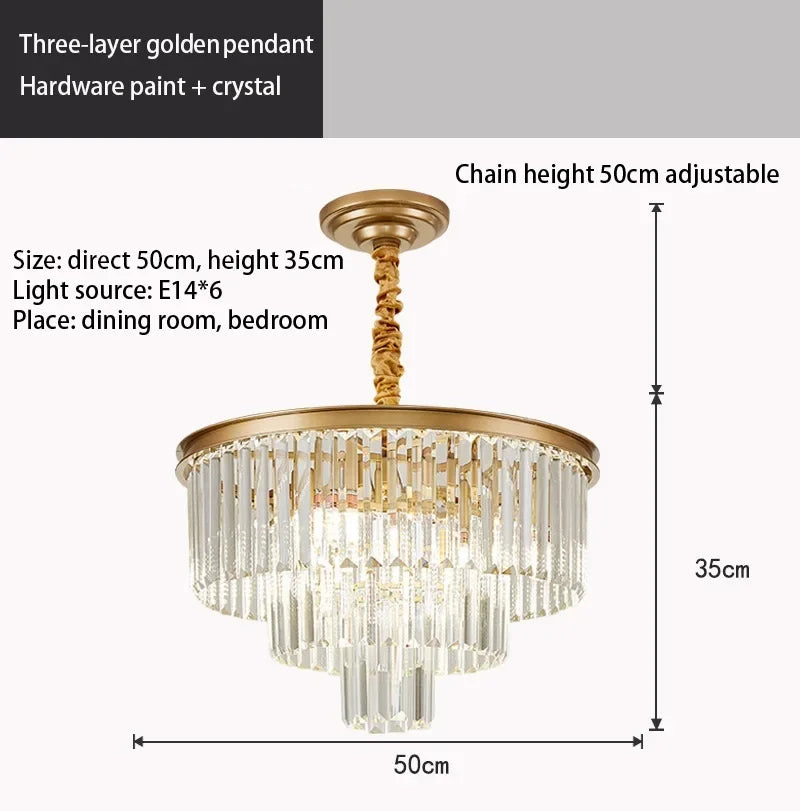 DecorBites™ Crystal Gold Chandelier: Modern Living Room Bedroom Decor Lighting