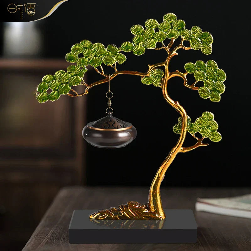 DecorBites™ Enamel Pine Ornaments: Wealth-Attracting Chinese Style Home Decor & Housewarming Gift