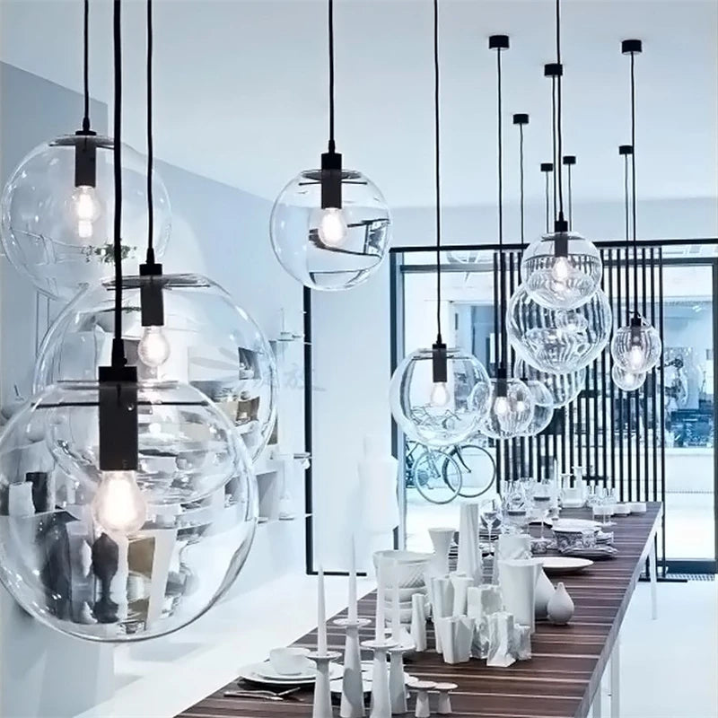 Nordic Clear Glass Globe Pendant Light