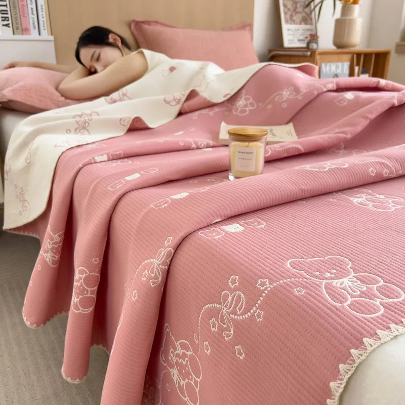 DecorBites™ Cotton Towel Blanket, Rural Printed Thin Quilt - Luxury Breathable Bedspread