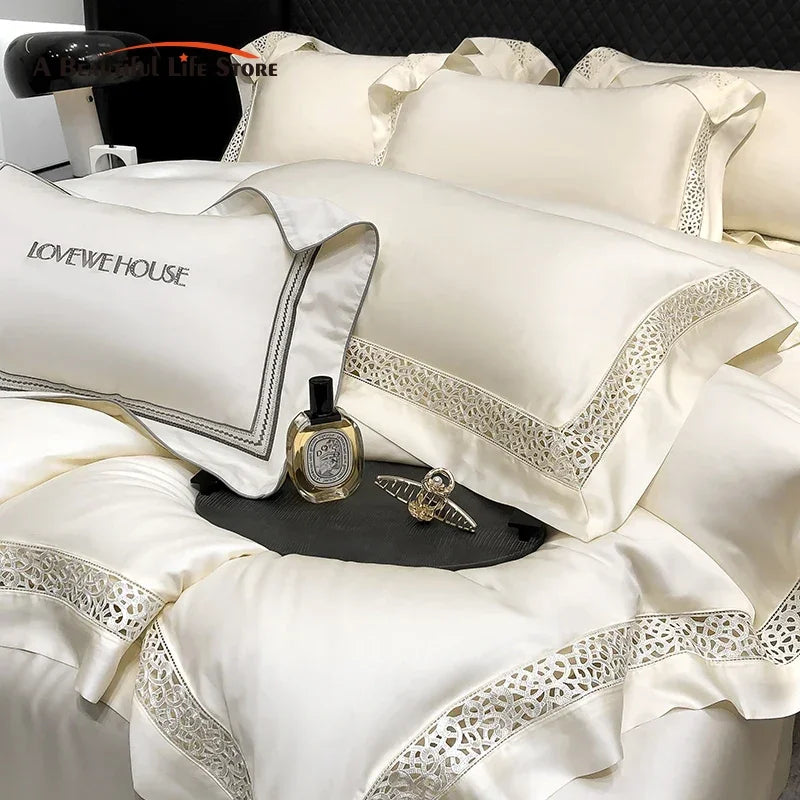 DecorBites™ Eucalyptus Lyocell 1000TC Luxury Bedding Set with Wide Edge, Soft Silky & Breathable