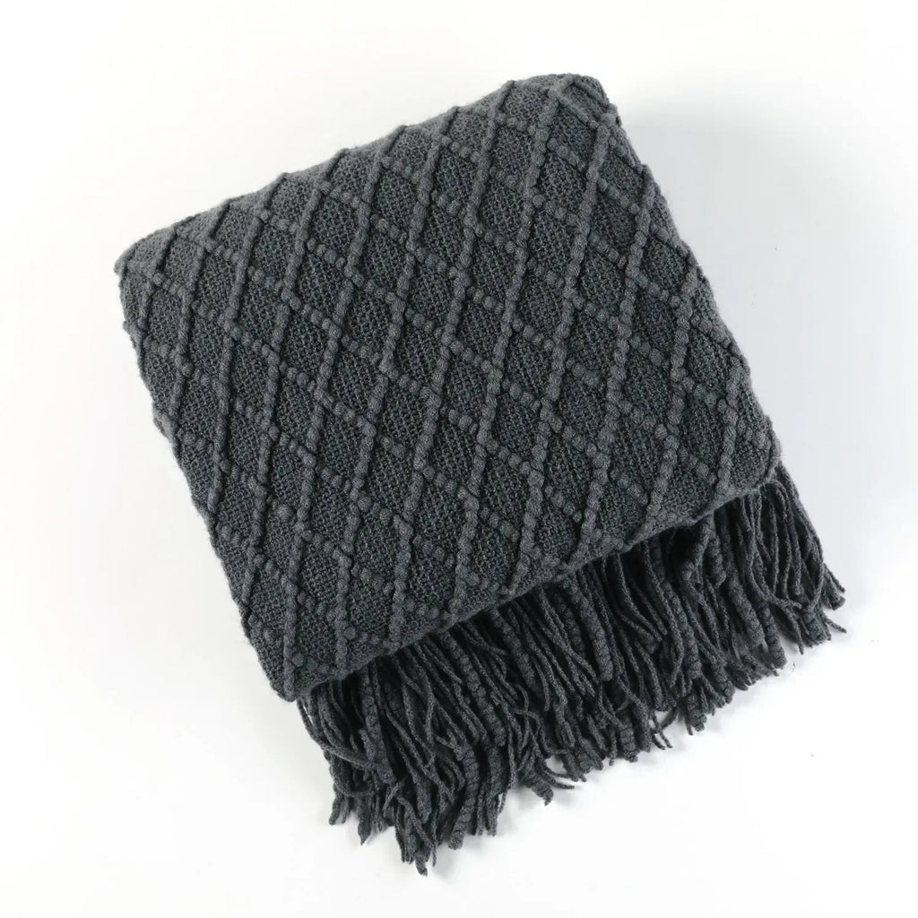 DecorBites™ Couverture en Laine Tricotée - Plaid Nordique Doux pour Canapé, Lit ou Bureau