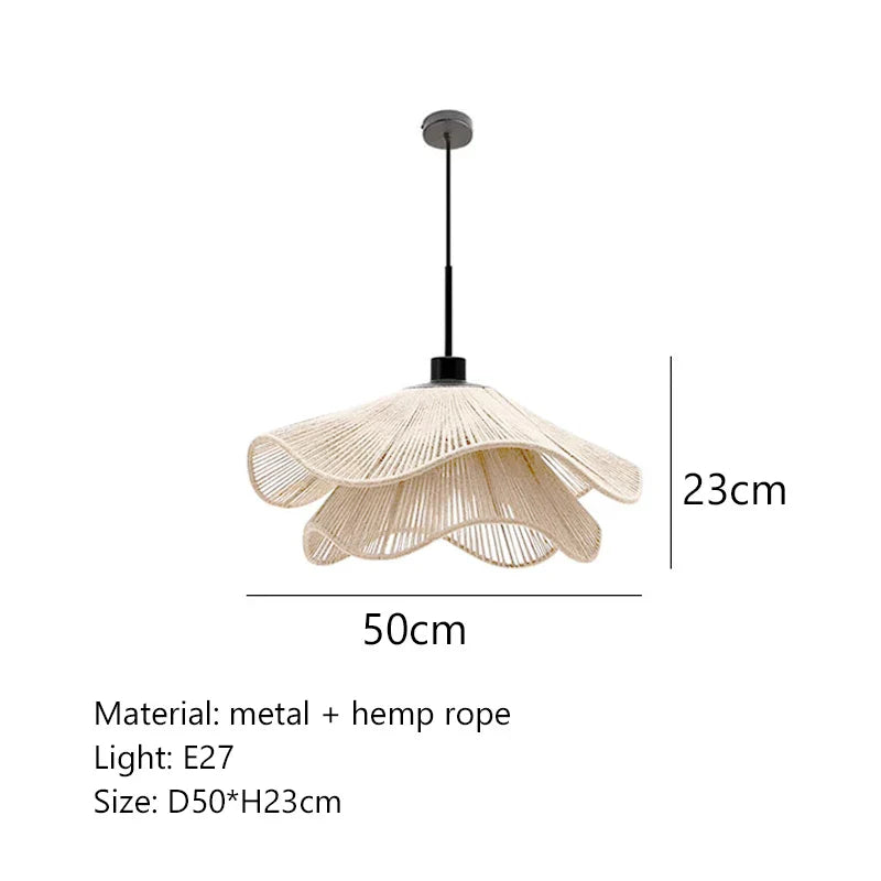 Lustre de plafond en corde de chanvre DecorBites™, suspensions LED minimalistes nordiques pour salle à manger
