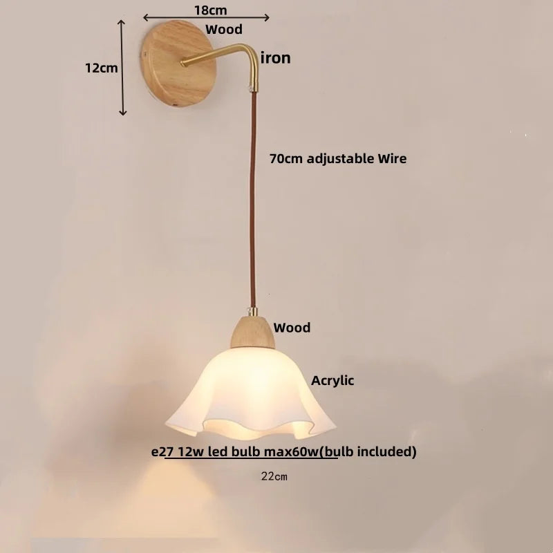 DecorBites™ Adjustable LED Wall Light Fixture with Ceramic Wood Base for Home Decor
