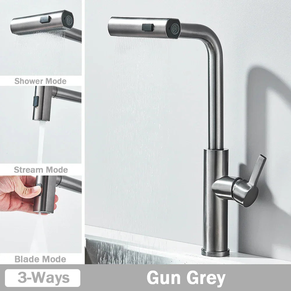 DecorBites™ 3 Functions Kitchen Faucet - Flexible Pull Out Mixer Tap with 360° Sprayer