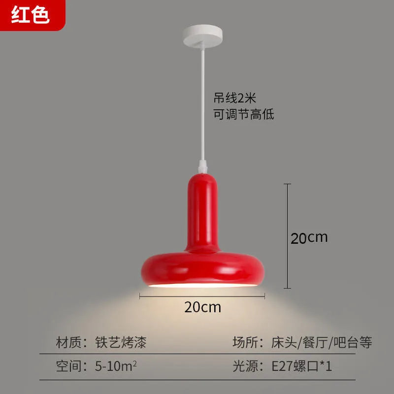 Nordic Cream Mushroom Pendant Light in Painted Aluminum