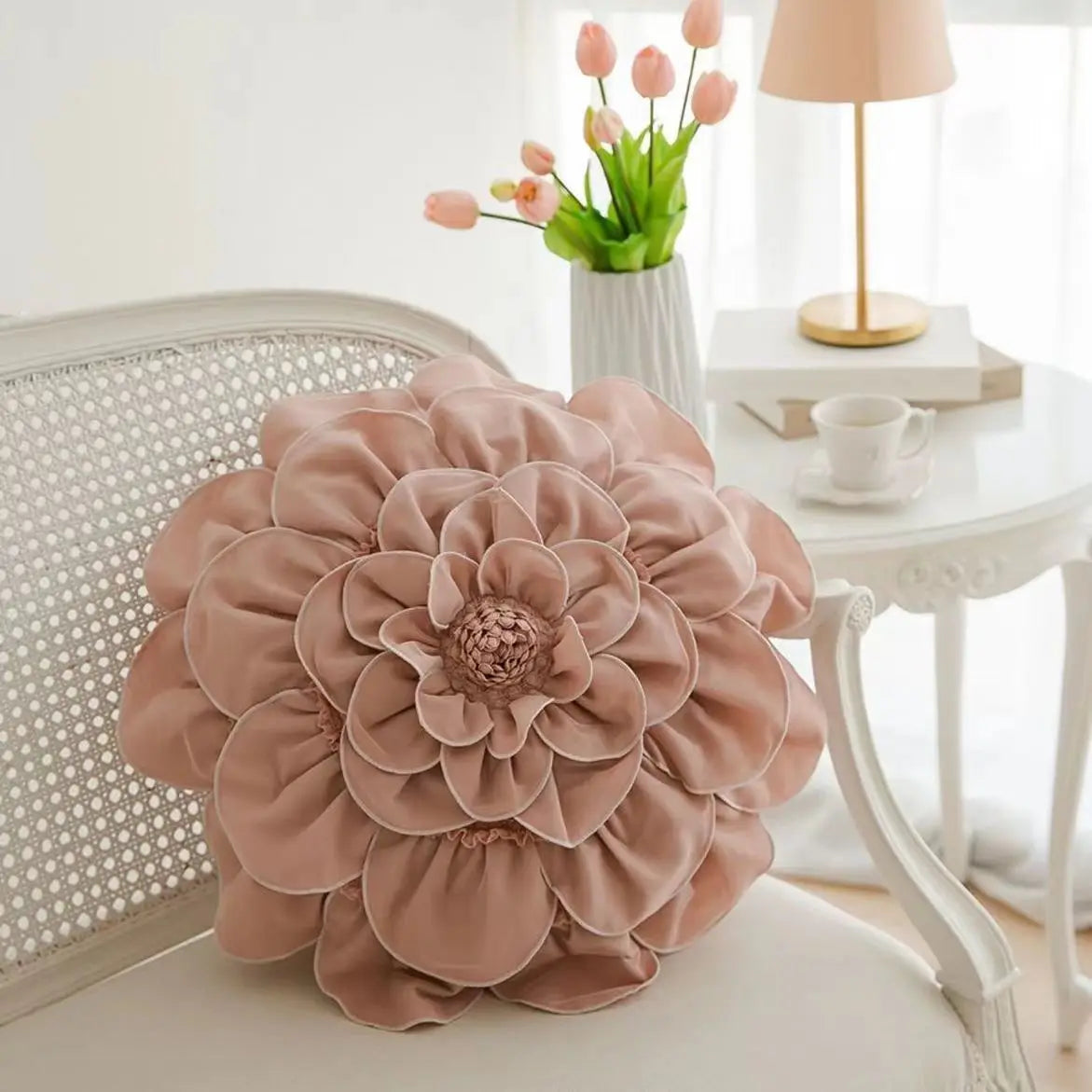 DecorBites™ 3D Flowers Pillows - White Petal Cushions for Home Decor in 50x50cm Size