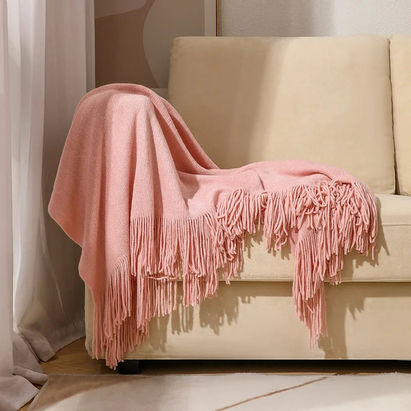 بطانية أريكة منسوجة Nordic DecorBites™ - فوطة نهاية سرير ناعمة من مزيج الصوف لديكور غرف نوم الفنادق