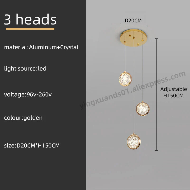 DecorBites™ Crystal Ball LED Rotating Stair Chandelier - Nordic Luxury Loft Bubble Design